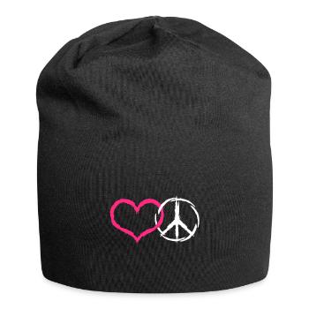 Coeur et paix symbole paix - Bonnet en jersey - noir - Devant