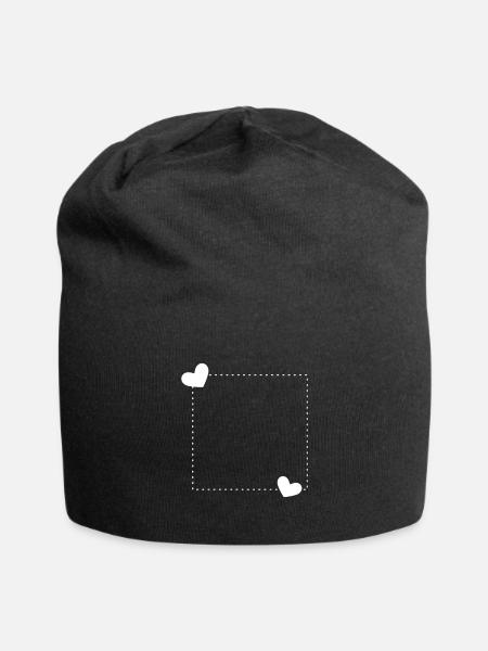 Herz Rahmen Ornament Linie Dekoration - Jersey-Beanie - Schwarz