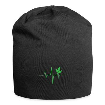 Pulsschlag Vegan Bio Ernährung Geschenk - Jersey-Beanie - Schwarz - Vorne