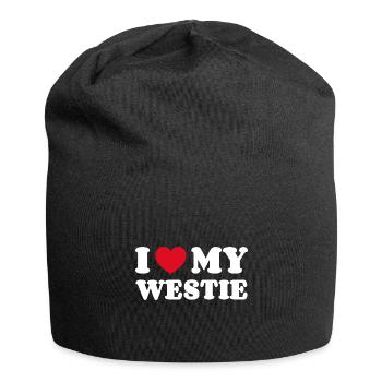 J'aime mon westie - Bonnet en jersey - noir - Devant
