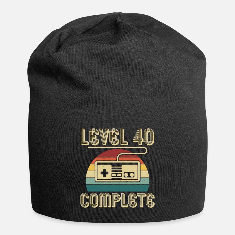 40. Geburtstag Level 40 Complete 40 Jahre Geschenk - Jersey-Beanie - Schwarz