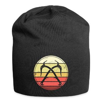 Eisklettern Retro Eispickel Eiskletterer - Jersey-Beanie - Schwarz - Vorne