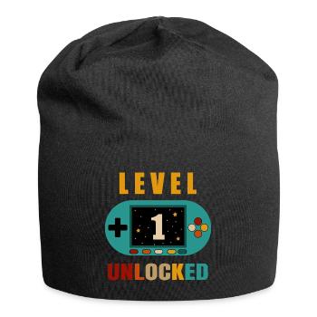 level 1 unlocked. 1th birthday - Jersey Beanie - black - Front