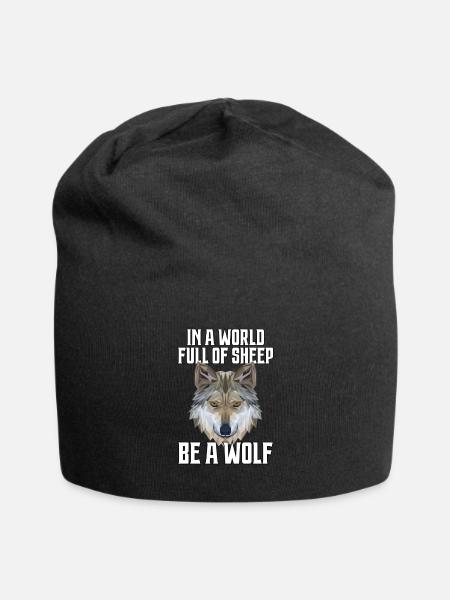 Wolf Polygon - Jersey-Beanie - Schwarz
