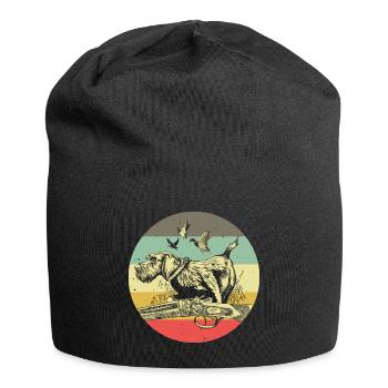 Motif allemand de chasseur de chien à poil de fil - Bonnet en jersey - noir - Devant