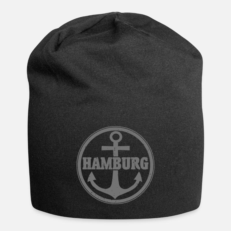 Hamburg mit Anker - Jersey-Beanie - Schwarz