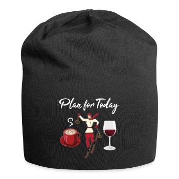 Lustige Ski, Kaffee und Wein, planen Sie für heute - Jersey-Beanie - Schwarz - Vorne