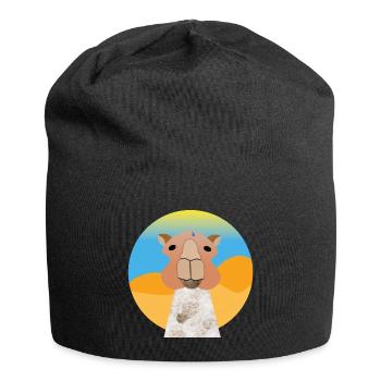 Schwitzendes Kamel in der einsamen Wüste - Jersey-Beanie - Schwarz - Vorne
