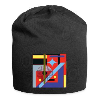 Abstraktes Geometrie-Design - Jersey-Beanie - Schwarz - Vorne