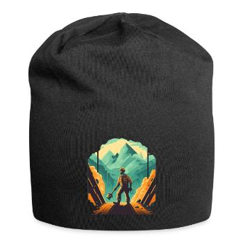 Retro Minenarbeiter mit Schaufel - Jersey-Beanie - Schwarz - Vorne