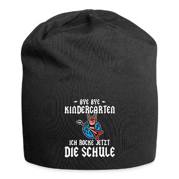 Einschulung Heavy Metal Gitarre Pommesgabel Rockig - Jersey-Beanie - Schwarz - Vorne