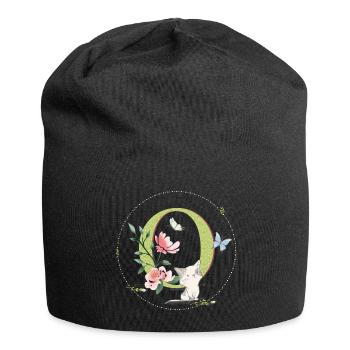 Anfangsbuchstabe O mit Katze - Jersey-Beanie - Schwarz - Vorne
