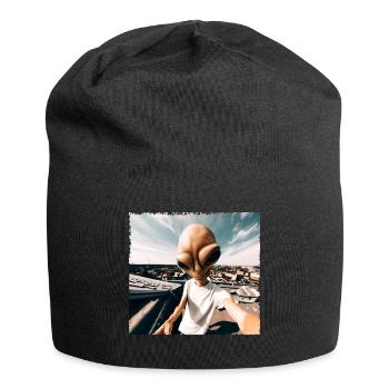 Alien Rooftop Selfie - Jersey-Beanie - Schwarz - Vorne