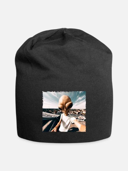 Alien Rooftop Selfie - Jersey-Beanie - Schwarz