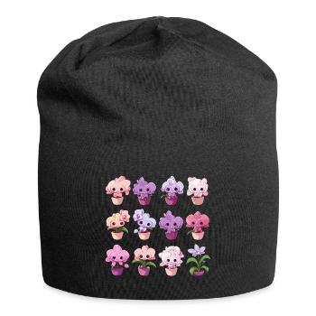 Orchideen kawaii - Jersey-Beanie - Schwarz - Vorne