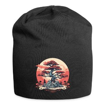 Bonsai Baum Sonnenuntergang - Jersey-Beanie - Schwarz - Vorne