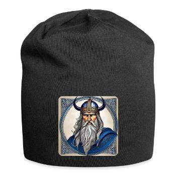 Proud Viking with Horns Helmet - Jersey Beanie - black - Front