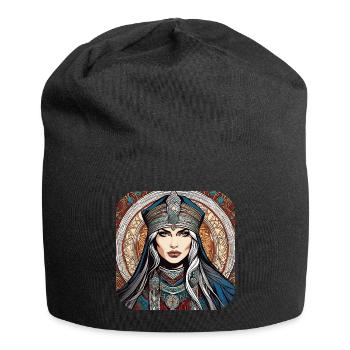 Mystische Fantasy Frau - Jersey-Beanie - Schwarz - Vorne