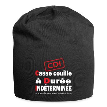CDI casse couille à temps complet cadeau humour - Bonnet en jersey - noir - Devant