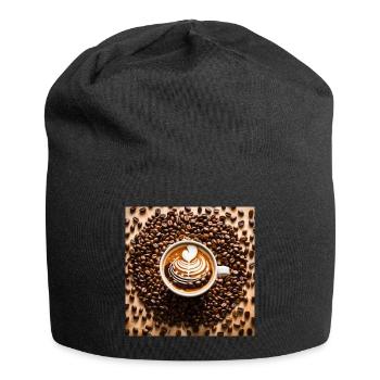 Coffee Bean Latte Art - Jersey Beanie - black - Front