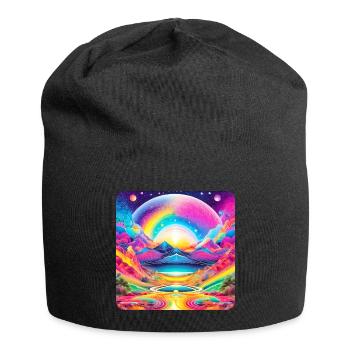 Motif psychédélique III - Bonnet en jersey - noir - Devant