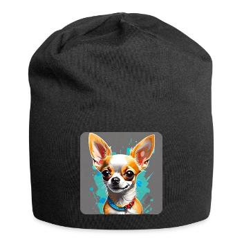 Niedlicher kleiner Chihuahua Hund im Comic Style - Jersey-Beanie - Schwarz - Vorne
