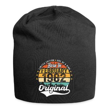 Né en février 1982 - cadeau d'anniversaire - Bonnet en jersey - noir - Devant