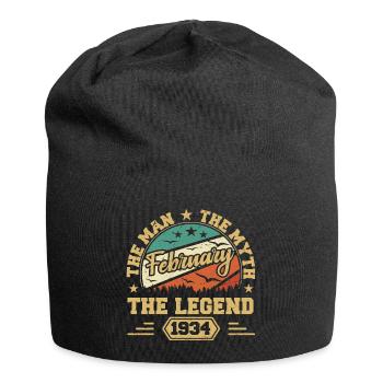 Geburtstagsgeschenk - geboren im Februar 1934 - Jersey-Beanie - Schwarz - Vorne