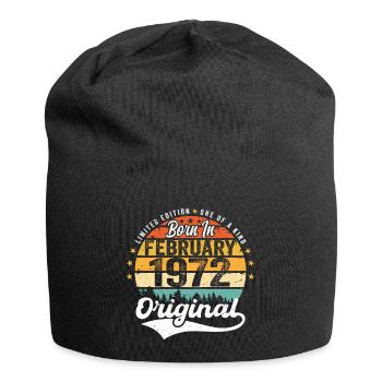 Né en février 1972 - cadeau d'anniversaire - Bonnet en jersey - noir - Devant