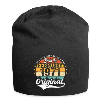 Né en février 1971 - cadeau d'anniversaire - Bonnet en jersey - noir - Devant