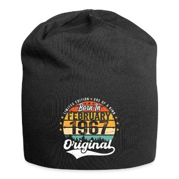 Né en février 1967 - cadeau d'anniversaire - Bonnet en jersey - noir - Devant