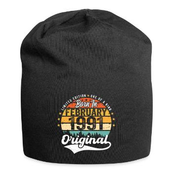 Né en février 1991 - cadeau d'anniversaire - Bonnet en jersey - noir - Devant