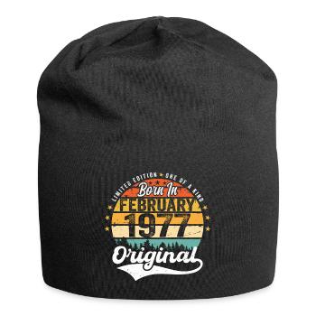 Né en février 1977 - cadeau d'anniversaire - Bonnet en jersey - noir - Devant