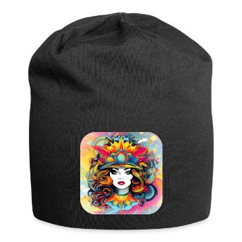 Motif psychédélique Femme - Bonnet en jersey - noir - Devant