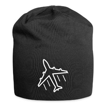 Flugzeug am Himmel - Jersey-Beanie - Schwarz - Vorne