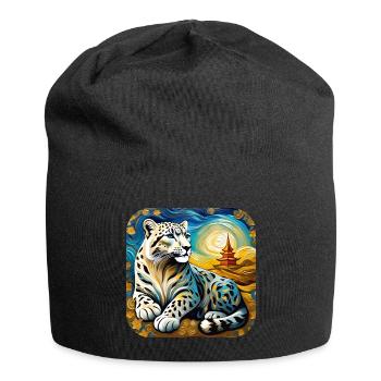 Mystical Motif Mysterious Snow Leopard - Jersey Beanie - black - Front