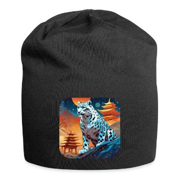 Mystical Motif Mysterious Snow Leopard - Jersey Beanie - black - Front