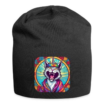 Verrückte Einhorn Katze - Jersey-Beanie - Schwarz - Vorne