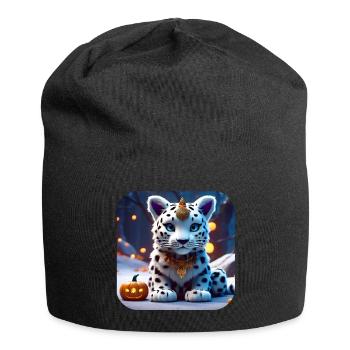 Léopard des neiges mignon - Bonnet en jersey - noir - Devant