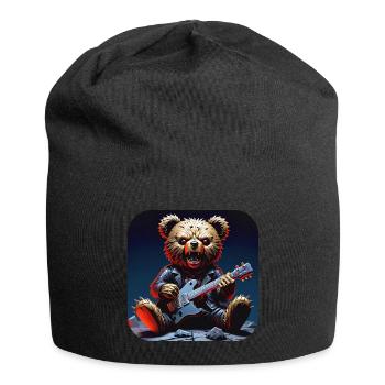 Ours en peluche Heavy Metal avec guitare électrique - Bonnet en jersey - noir - Devant