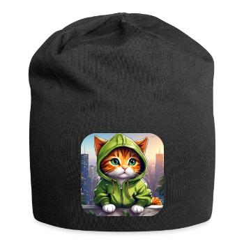 Cool Cat avec sweat à capuche - Bonnet en jersey - noir - Devant