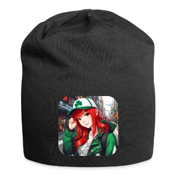 Cute anime girl with red hair Ireland - Jersey Beanie - black - Front