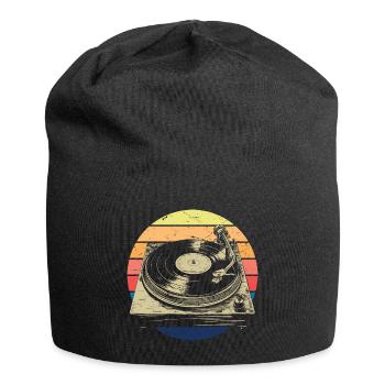 vinyle vinyle musique platine rétro - Bonnet en jersey - noir - Devant