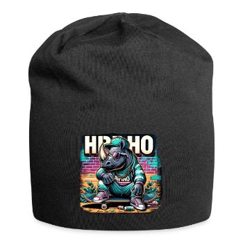 Cool Rhino Hip Hop Skater Shirt - Jersey Beanie - black - Front