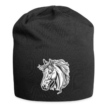 Horse Horse Racing Horse Head - Jersey Beanie - black - Front