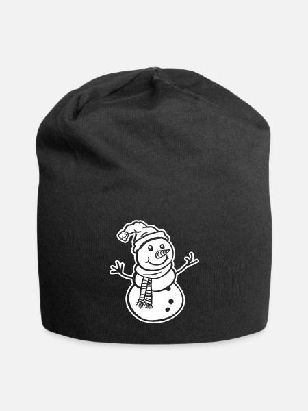 Schneemann - Jersey-Beanie - Schwarz