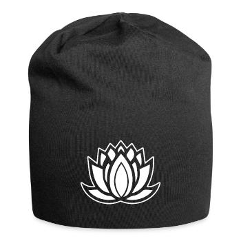 Lotus Blüte - Jersey-Beanie - Schwarz - Vorne