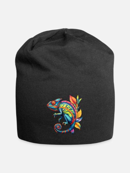 Chamäleon Chamäleons Reptilien - Jersey-Beanie - Schwarz