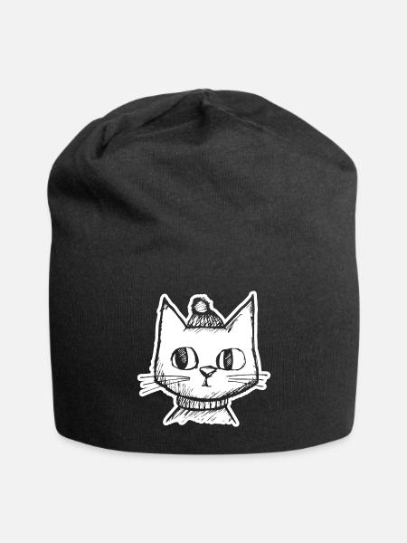 Katze Katzen Katzengesicht - Jersey-Beanie - Schwarz