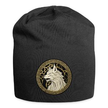Walhalla Wolf Wölfe Odins Runen Nordischer Kompass - Jersey-Beanie - Schwarz - Vorne